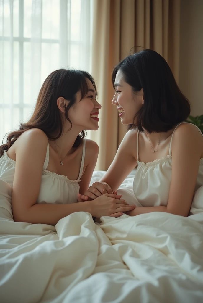 ((Night, Real Light, Top Quality, 8k, Masterpiece: 1.3)), Normal Body Shape: 1.4, (Brown Hair, Colossal: 1.8), 、Beautiful woman relaxing indoors with hands on her feet in light clothes