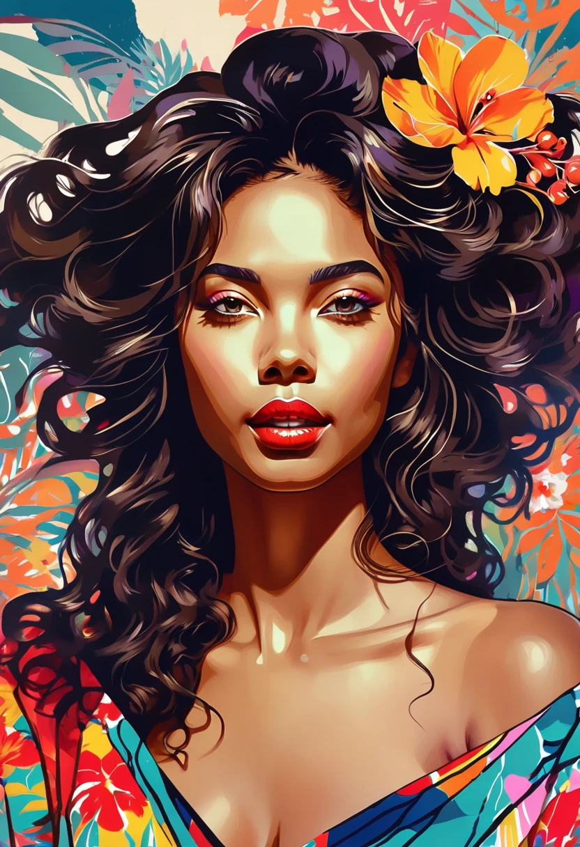 mulher linda negra cabelo cacheado estilo desenho walt disney