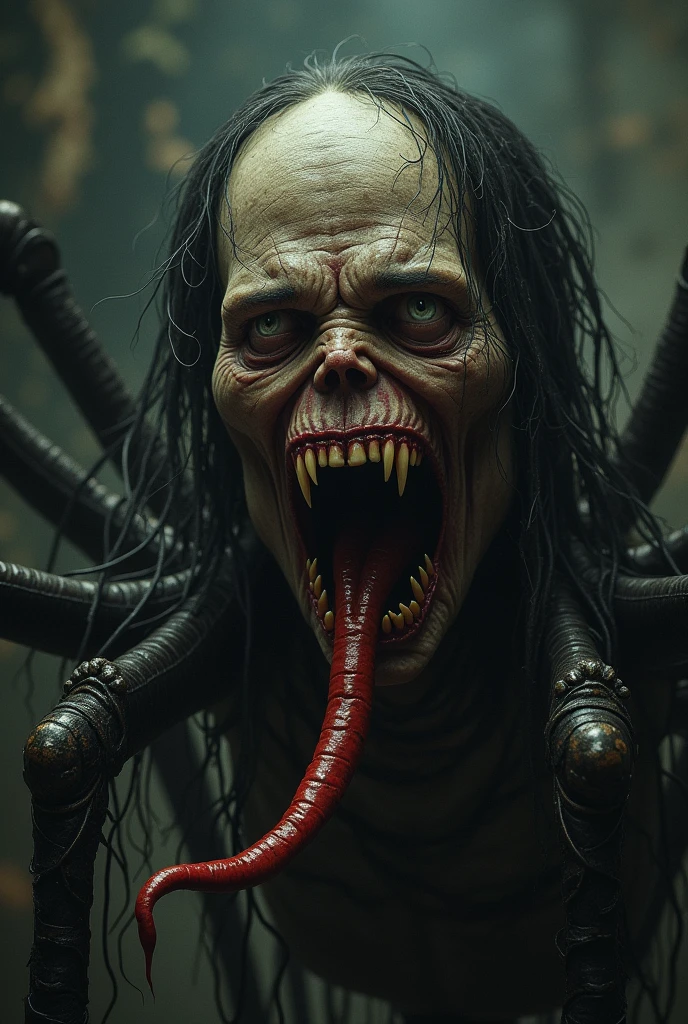 a close up of a creepy looking creature in a room, screenshot from fallout (1997), bodyhorror, fleshy - cyborg - zombie, jumpscare, a disembodied head screaming, best jumpscare scene, destroyed body, body-horror, body - horror, cursed imagery, in dead space, horrific sentient meatloaf, from half-life
