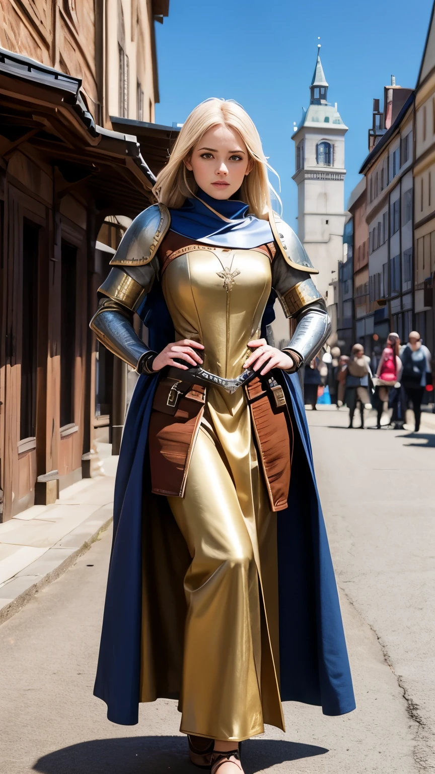 full body shot, Medieval Europe, Female General, armer dress