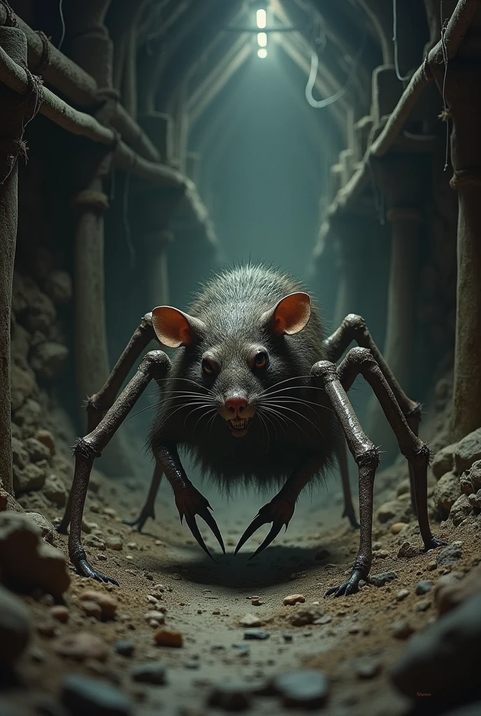 A spider and mouse mix with eight legs and eight eyes