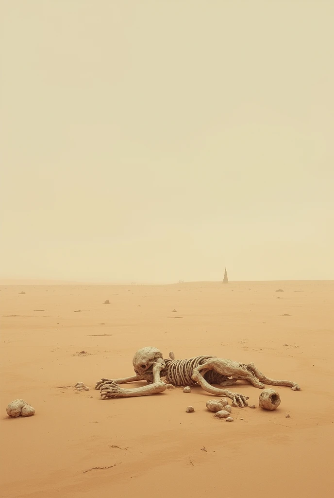 Amidst the barren desert landscape, a short-haired woman stands boldly, her nude figure showcasing her toned ass. By her side, a modern droid hums softly, its cold metal contrasting the organic curves of the woman's body. Nearby, an ancient dinosaur skull lies, a relic from a time long past. The scene is ignited by warm color grading, creating a cinematic shot that leaves a lasting impact. The dynamic lighting casts deep shadows over the woman's figure, accentuating every fine detail in 8k HDR realism. The 75mm frame captures her resistance, her spirit, in this surreal sci
