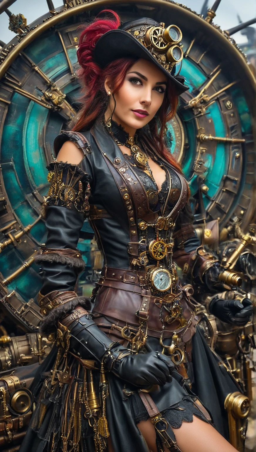 Женщина в костюме steampunkа фотографирует, в одежде в стиле steampunk,  , cm. breast,  art,  full body, steampunk фэнтези style, (steampunk), прекрасная богиня steampunk, steampunkовая красивая женщина, steampunk Girl, steampunk style, steampunk фэнтези, steampunk, Девушка-изобретатель в стиле steampunk, Золотой steampunk, steampunk, steampunk, Действие происходит в steampunk-мире, Яркая концепция steampunkа