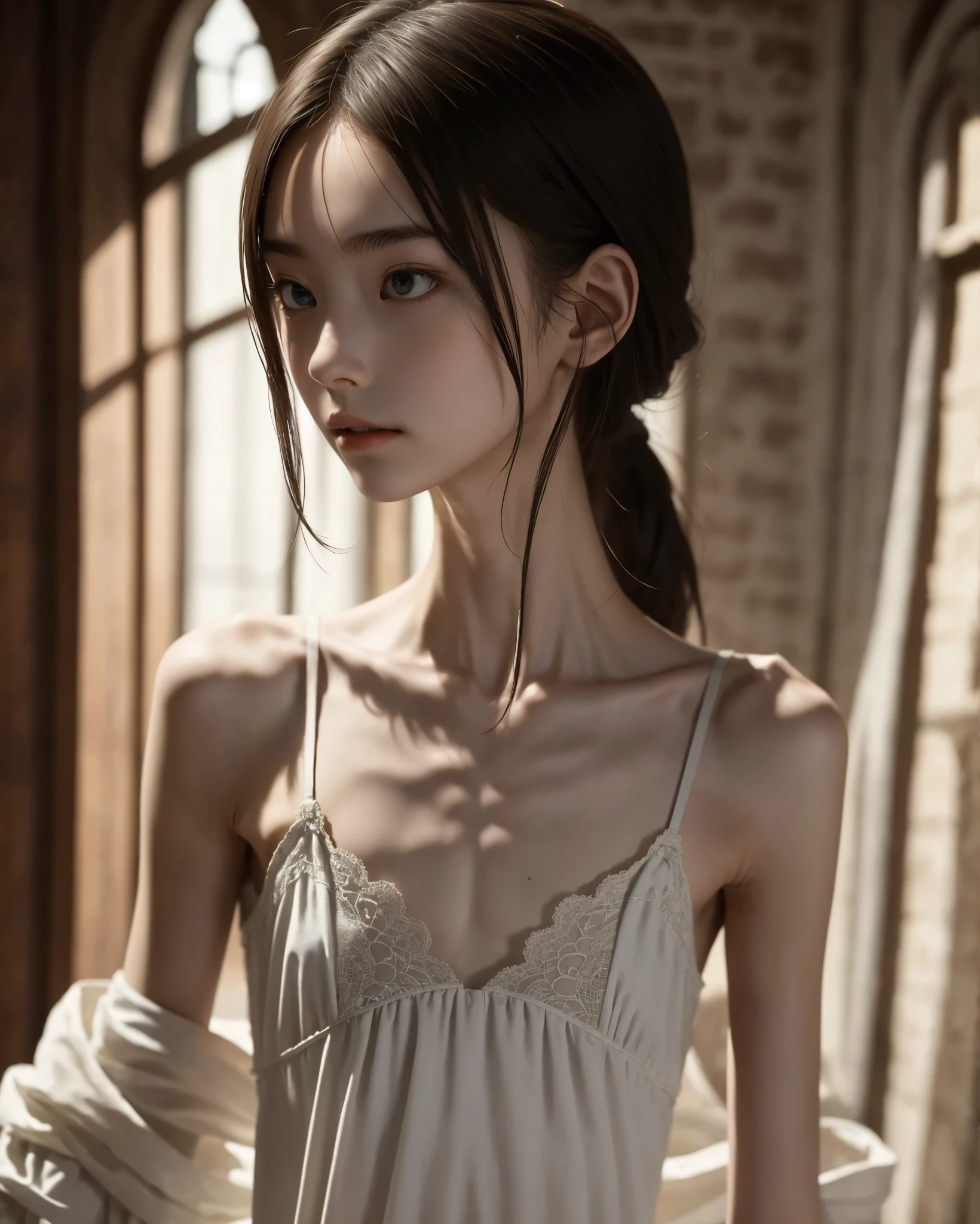 Thin arms,Narrow shoulders,公式art,  Unity 8k Wallpaper,  super detailed, beautiful, beautiful, masterpiece,  best quality, Darkness,  vibe, mystery, Romanticism, Creepy, literature, art, fashion,  victorian , race