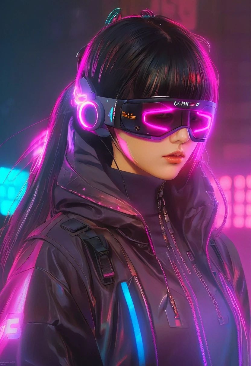  Alafide woman wearing headphones and a jacket with pink lights, dreamy  Cyberpunk Girl, Cyberpunk anime girl, female Cyberpunk anime girl, Cyberpunk anime girl in hoodie, Cyberpunk 2000. Model Girl,  Cyberpunk Style , the  Cyberpunk Girl portrait, Cyberpunk beautiful girl, 具有 Cyberpunk Style ,  cyberpunk streetwear ,  cyberpunk vibe,  cyberpunk art style ,  Cyberpunk Girl