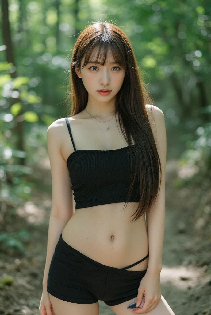 A beautiful Asian Chinese woman, (masterpiece: 1.4), (8k, realistic, RAW photos, best quality: 1.4), (1 girl), beautiful face, close-up of face, charming goose egg face, (realistic face: 1.4), (detailed face: 1.4), exquisite and perfect facial features, wearing accessories, smile,
(black smooth hair: 1.3), collarbone, light makeup,
Charming big eyes, (double eyelids: 1.3), hooked eyes, looking at the camera,
(32G transparent cup: 1.4), (realistic skin: 1.3), oily skin, super high resolution, super realistic, (golden ratio: 1.4),
Soft curved shape, highest precision, slightly chubby body, precise and perfect body structure, sexy body, (hips: 1.3), realistic, (wearing a transparent shirt, jeans and shorts: 1.4),
Leisurely walking on the hillside, (full body photo), --auto --s2
