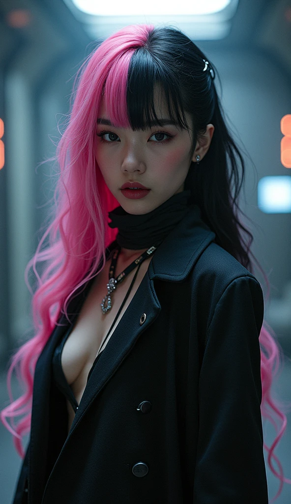 The character costume is KPOP, Hallyu, K-pop anime art style, Hallyu frontline style, Hallyu art style, kpop style, official artwork, Chibi art, Pisif, Blackpink style, cute. KPOP artwork in various poses, The popularity of Pisif art station, 16 year old chibi, No watermark, Extra close-fitting mini skirt, open jacket, extra short clear top Strapless, cleavage, style clothing cyberpunk, smallest short short, wide angle, short top, very short,