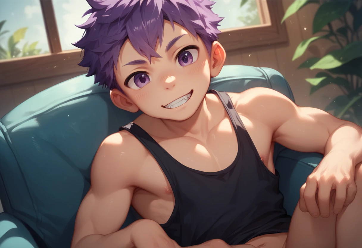 (masterpiece, best quality), 1boy，younge boy，Kid's face,Children's faces，Juvenile faces，Lying on a huge amethyst stone，ssmile，adolable，infancy，Young age，Short round face，Flat chin，Pink briefs，musculous, Short purple hair with a very light color,Heterochromatic eyes in gold and purple, 复杂,Black collar， nakeness， Skinny briefs,Pectoralis abdominal muscles，cleanness，vivd colour,(depth of fields:1.2),(abs),The upper part of the body，looking at viewert，Lying on a huge amethyst stone，Asian people,chineseidol，upperbody closeup，the night，No light source(masterpiece, best quality), 1boy，younge boy，Kid's face,Children's faces，Juvenile faces，Lying on a huge amethyst stone，ssmile，adolable，infancy，Young age，Short round face，Flat chin，Pink briefs，musculous, Short purple hair with a very light color,Heterochromatic eyes in gold and purple, 复杂,Black collar， nakeness， Skinny briefs,Pectoralis abdominal muscles，cleanness，vivd colour,(depth of fields:1.2),(abs),The upper part of the body，looking at viewert，Lying on a huge amethyst stone，Asian people,chineseidol，upperbody closeup，the night，No light source