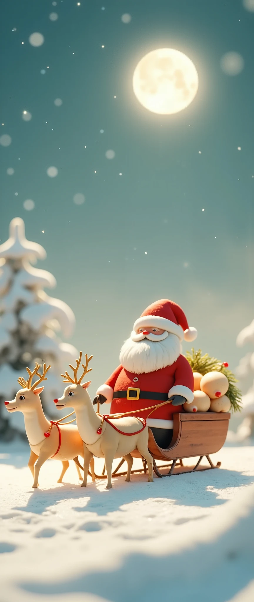 (masterpiece:1.2,Outstanding quality,Mirror finish, cinematic experience , best illustration , super detailed),8k,wallpaper,(Daikon daikon daikon dressed as Santa Claus :2.0),(reindeerがそりに沢山の日本の白大根を積んで夜空を走る:2.0),(reindeer:2.0),(Beautiful night sky and moon:2.0),( 3D isometric illustration:2.0),( cute:2.0)