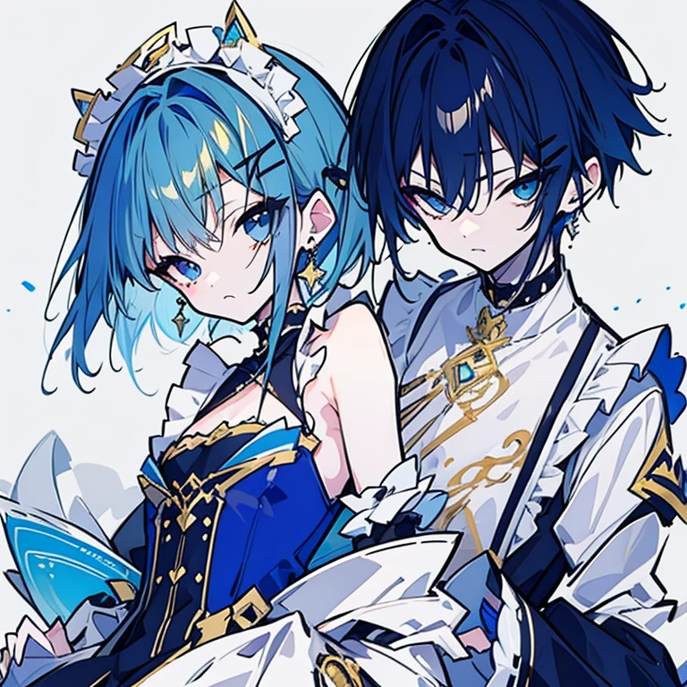 (best quality)), ((masterpiece)), (detailed), perfect face ,2d, 1 boy , well built thin with abs, short wavy hair,light blue hair , one dark blue and one light blue eye , fake light pink skin, light dragon scale near cheeks 90's aesthetic clothes white shirt and blue plant's with blue jacket with light orange design's make it like manhwa charcter