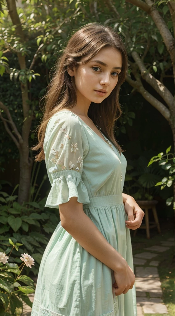(simple style), green dress, Butterfly heart, pleated lace, Edwardian lace dress. add skin blemishes, acnes, spots beautifully,