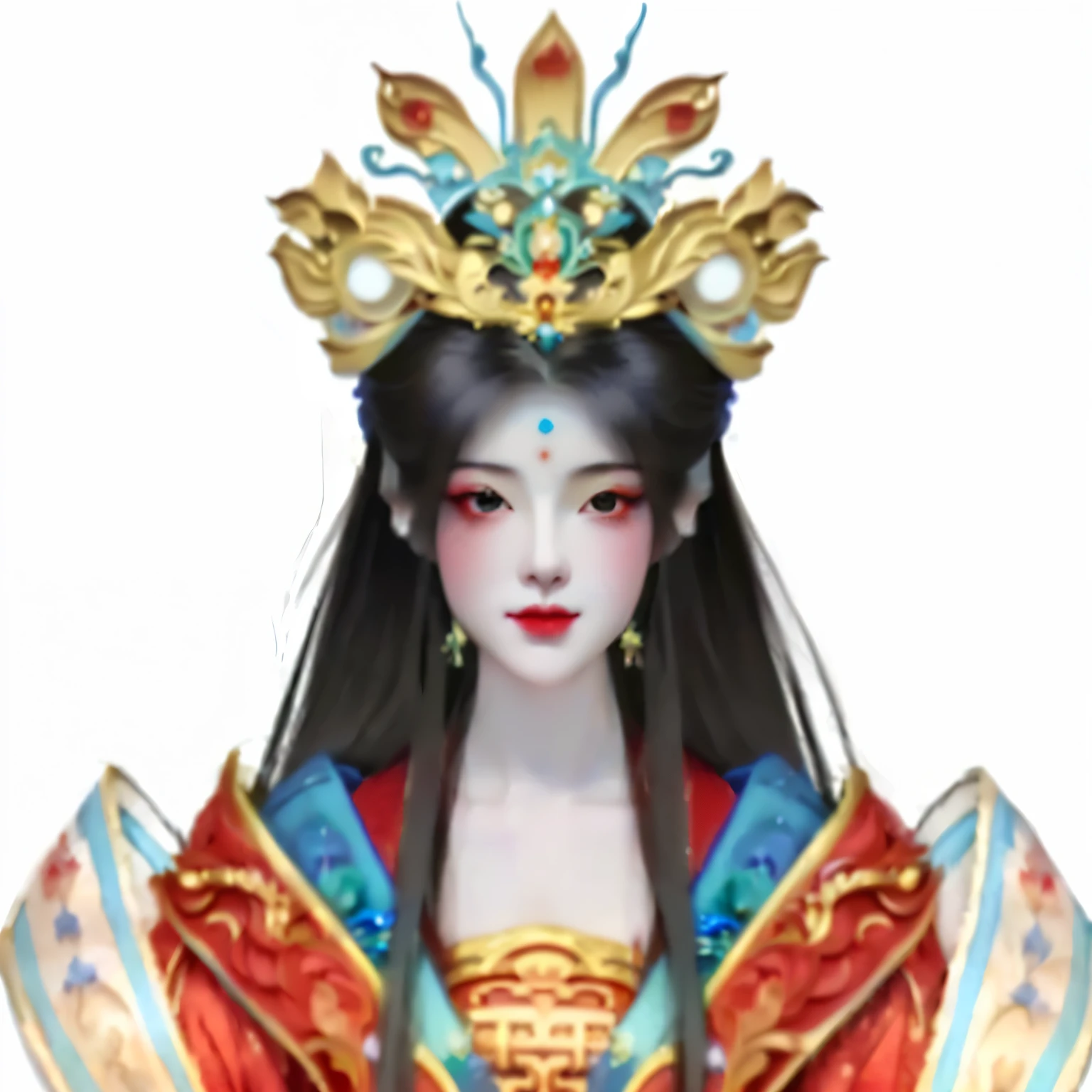 a close up of a woman in a red and blue dress, onmyoji portrait, onmyoji detailed art, onmyoji, heise jinyao, a beautiful fantasy empress, inspired by Lan Ying, chinese empress, inspired by Li Mei-shu, bian lian, queen of the sea mu yanling, full body xianxia, inspired by Ju Lian