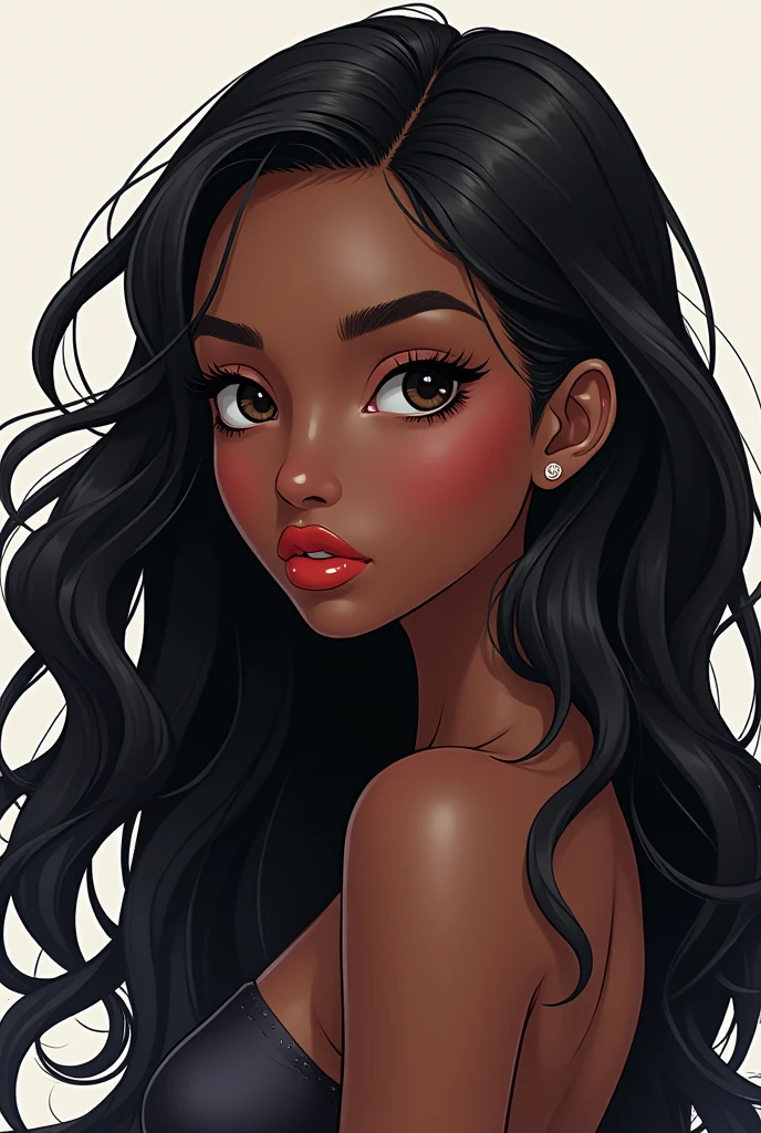 Make me a Cuban woman with tanned skin, brown eyes and black hair