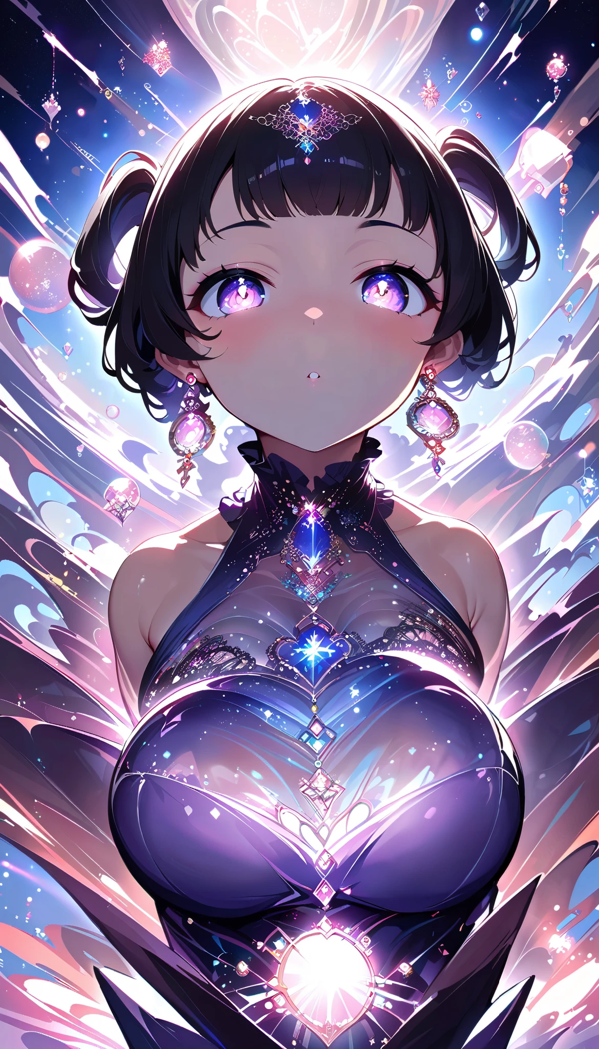 ( Transparent lingerie :1.7). big breasts、( Representations, which creates a sense of speed and speed :1.6)、(The city, In which it snows :1.6)、 Slamming、 dynamic pose 、 Movie Scene 、 illuminated 、Steampunk.、 delicate eye image 、Indivisible composition 、(view from directly below:1.6).( big breastsにフォーカス:1.3)、 big breasts、 masterpiece, best quality , raising awareness, ( girl, making mischief :1.1), cute, ( dynamic lighting:1.2), Film lighting, elegant features , Detail Eye, sharp pupils, Sharp Focus , ( very detailed, soft shine:1.4), many small jewels , (((short_her))), twin tails、 WOMEN'S ONLY EARRINGS 、前her、(パステルブラックher:1.5)、 upper body 、(She wears shimmering light purple lingerie with crystalline, pretty embroidery. The lingerie is transparent up to the chest :1.6).、Transparent design。 the light source is soft light from the front ....、 the overall atmosphere is bright and clean ....。