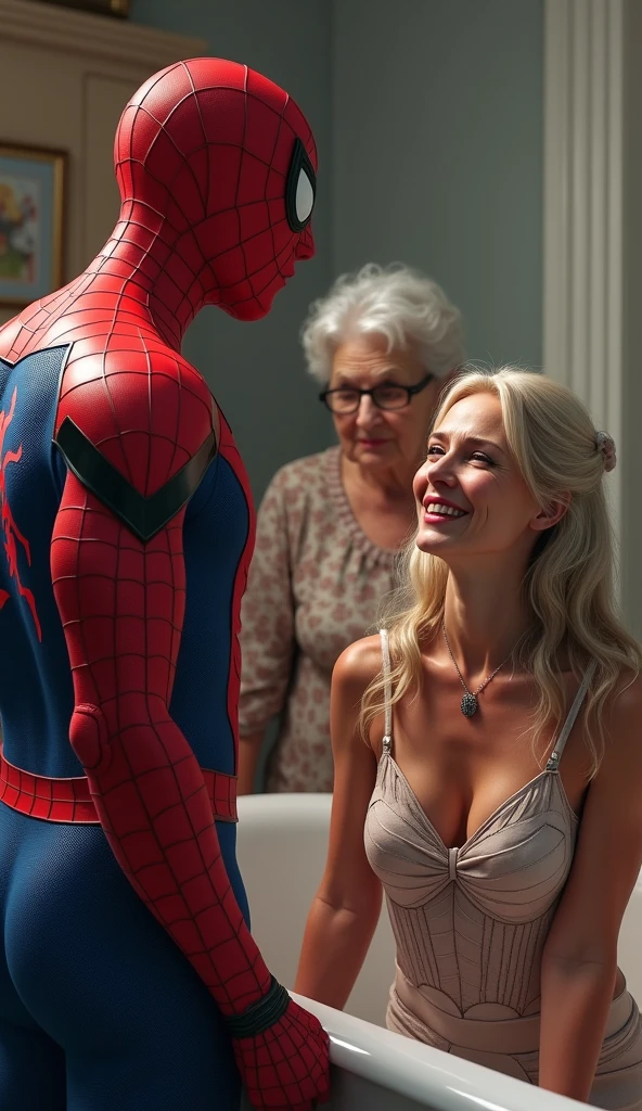 a 30 year old woman named Mimi Rogers wearing a sexy red sheer body stocking with tape over her nipples, laughing and playing on Sesame Street with several muppet characters tickling her, high quality, hyper realistic, 8k, extremely detailed, intricate details, vivid colors, warm lighting, cinematic composition, photorealistic