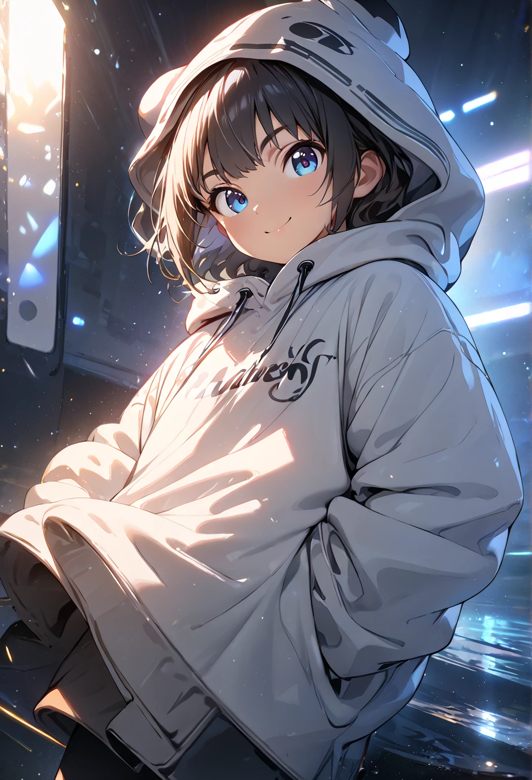 (masterpiece:1.2,  best quality), ( high definition),    One Boy  ,  shortcuts, oversized hoodie,  standing, smile, Volumetric Lighting, Best Shadow,  Shallow Depth of Field , (  best quality , Amazing Details:1.25), 