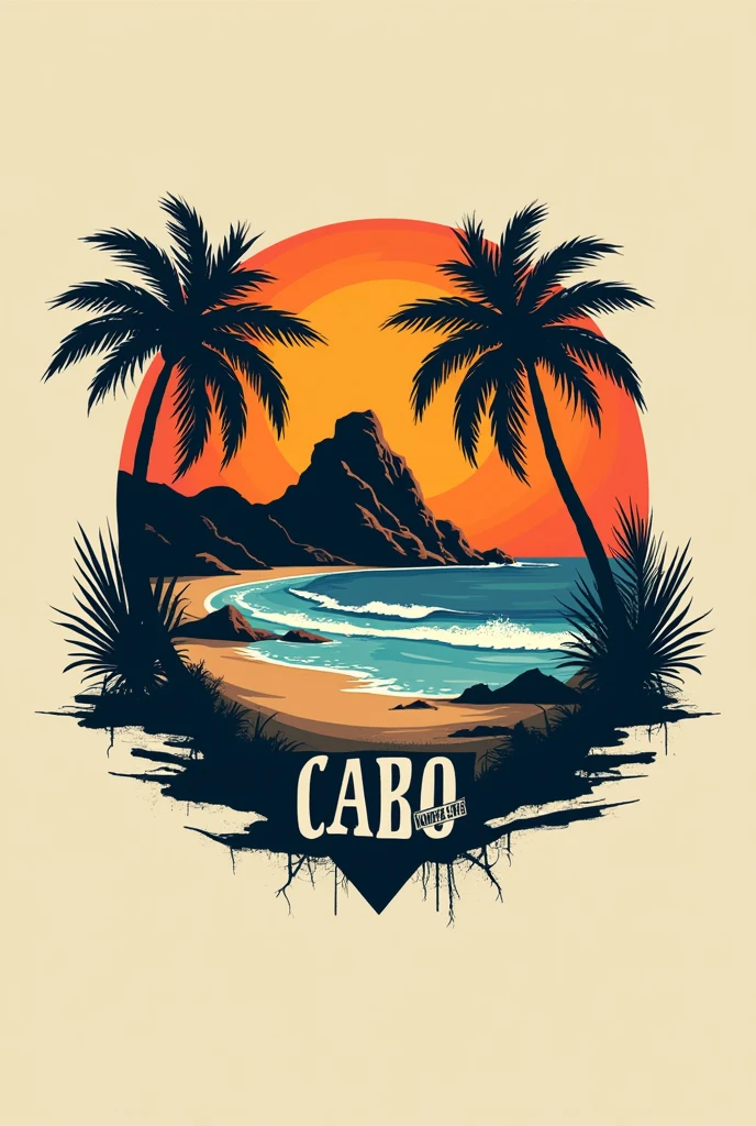 word "Acapulco" with graffiti-type letters and beach drawings as if it were graffiti 