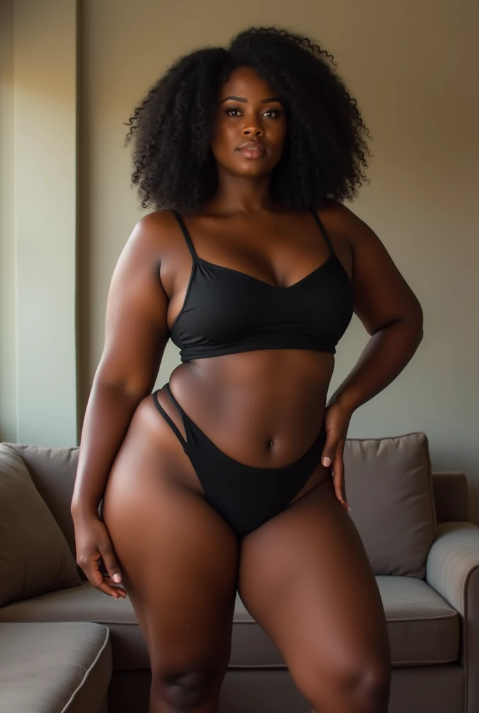 "Photo of a beautiful black woman with athletic body, com uma bunda grande e seios gigantes, wearing sexy maid clothes and braids in her hair." NSFW mude