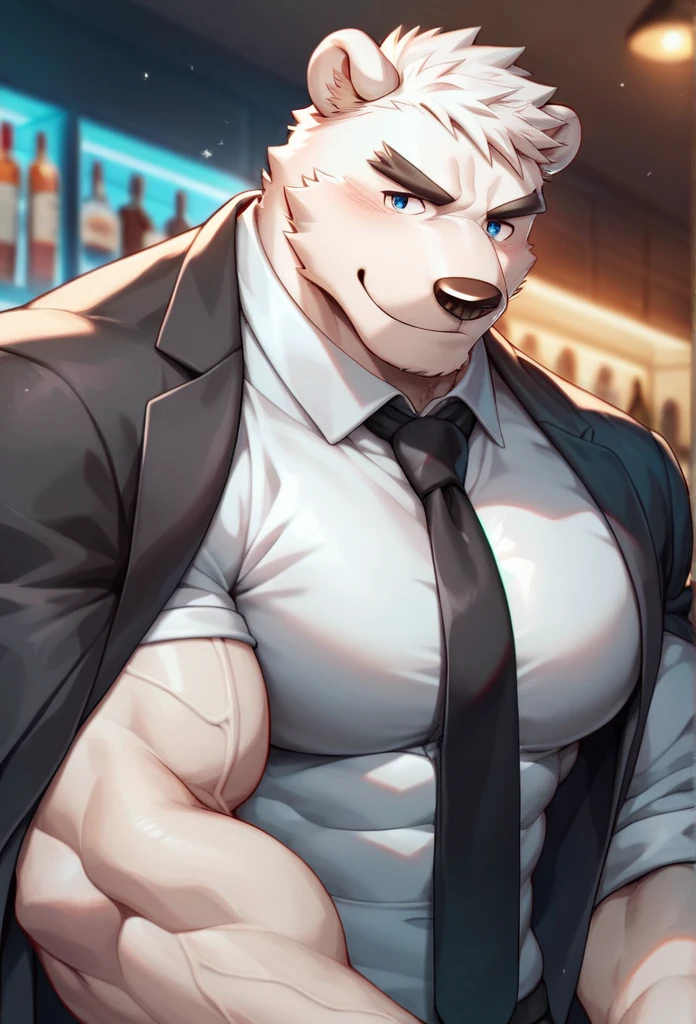 , solo,Open the shirt,suspenders, watch, wolf ears, beard, yellow eyes, detailed eyes,white fur,(penis:1.2), low angle view, , cum drip,
