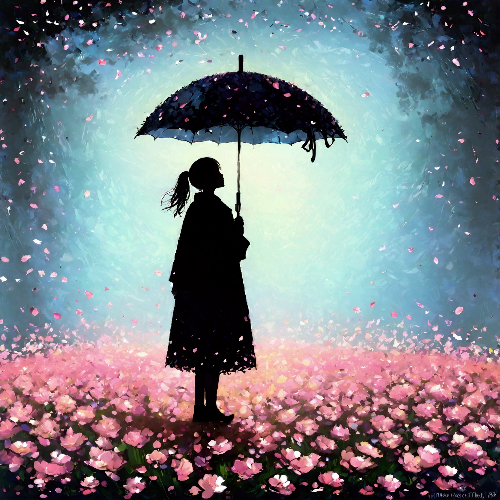 1girl\(holding umbrella\(transparent,(mass amount of petals decorate umbrella:1.3)\)\), (mass amount of petals filling in the air:1.5). petals cover ground. minimalism, simplism. BREAK .quality\(8k,wallpaper of extremely detailed CG unit, high resolution, top-quality, top-quality real texture skin, hyper realistic, increase the resolution, RAW photos, best quality, highly detailed, the wallpaper, golden ratio, high saturation realism, vibrant colors, dramatic lighting, persuasive storytelling, atmospheric scenery, captivating visuals, intricate details, strong emotions, dreamlike world\),