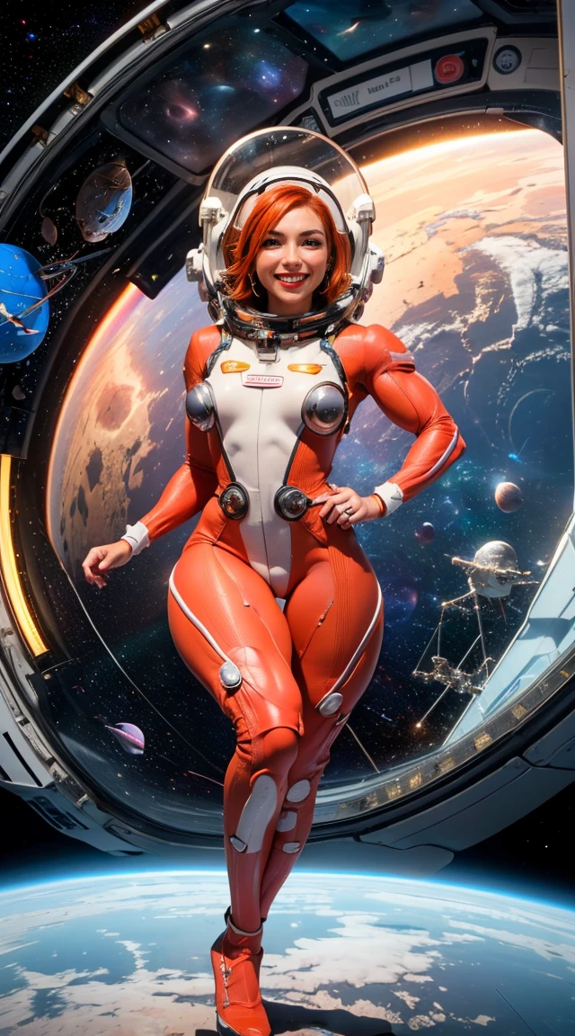 Mars landscape in background, wearing sexy astronaut suit, (red sky:1.2), photo of 18yo girl, (natural breasts:1.3), cameltoe, short hair, the best picture, (smile:1.1), (highly detailed face:1.4), pale skin, (detailed skin texture:1.2), (red sky:1.2), 8K, (photorealistic:1.5), ultrasharp, (masterpiece), best quality, (extremely detailed:1.3), <lyco:GoodHands-beta2:1.0>, perfect hands,