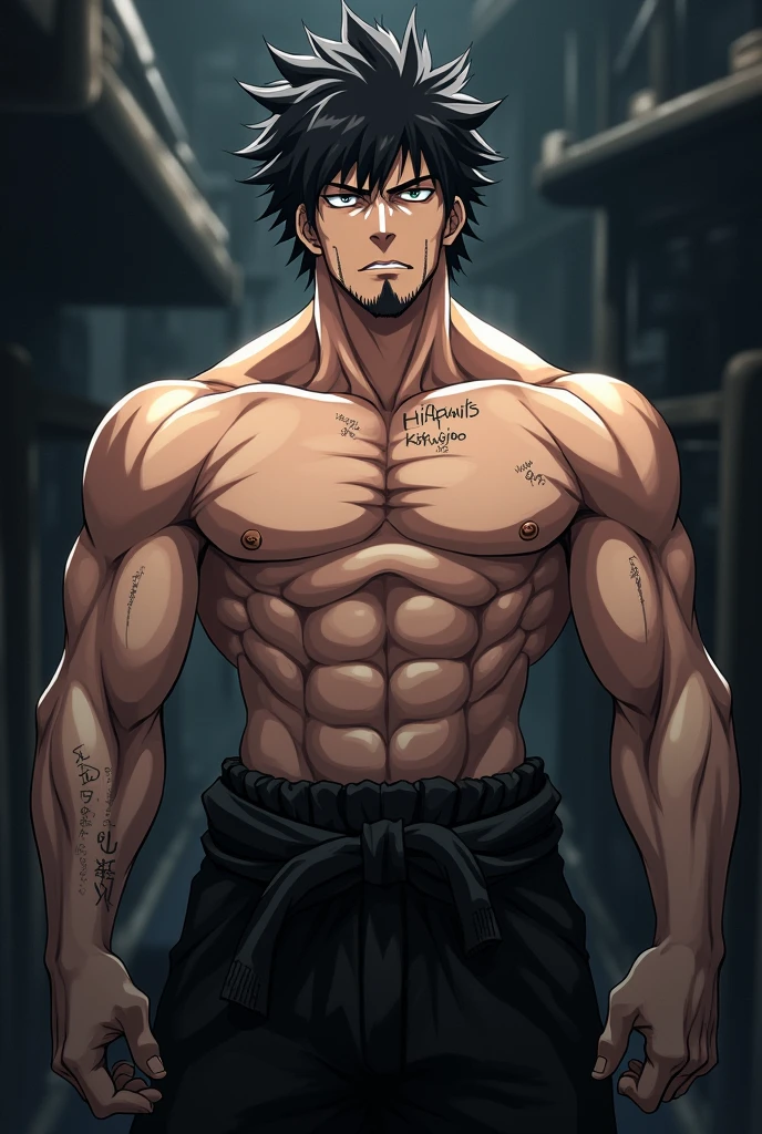 Gyomi Himejima from Demon Slayer shirtless muscular and pantsless showing off erect penis with a face of pleasure