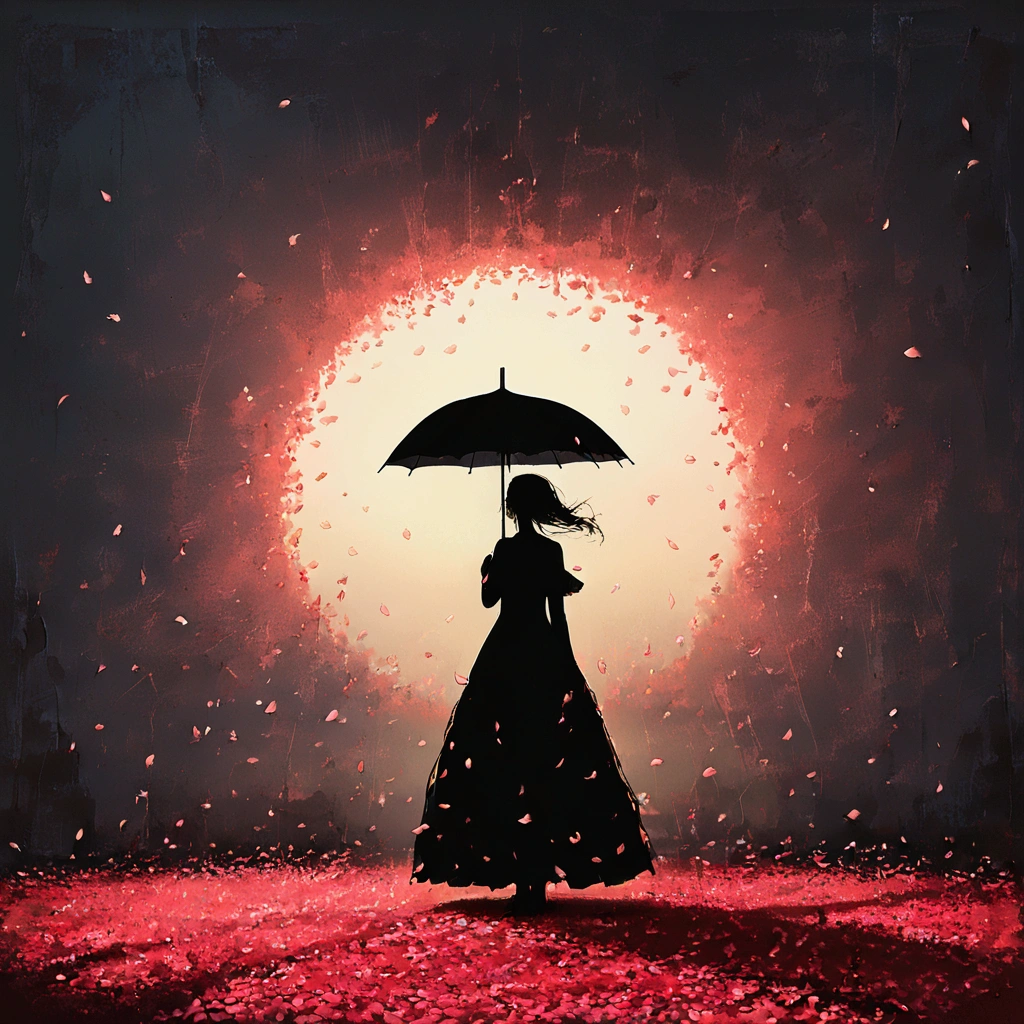 1girl\(holding umbrella\(transparent,(mass amount of petals decorate umbrella:1.3)\)\), (mass amount of petals filling in the air:1.5). petals cover ground. minimalism, simplism. BREAK .quality\(8k,wallpaper of extremely detailed CG unit, high resolution, top-quality, top-quality real texture skin, hyper realistic, increase the resolution, RAW photos, best quality, highly detailed, the wallpaper, golden ratio, high saturation realism, vibrant colors, dramatic lighting, persuasive storytelling, atmospheric scenery, captivating visuals, intricate details, strong emotions, dreamlike world\),