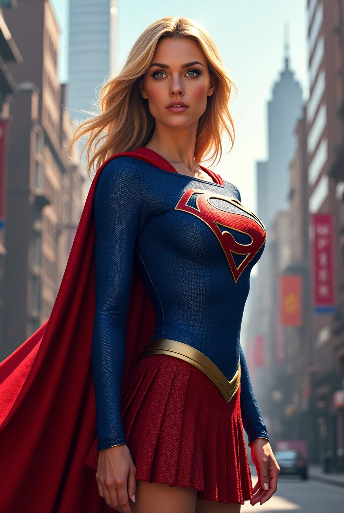 Supergirl with extremely large breasts