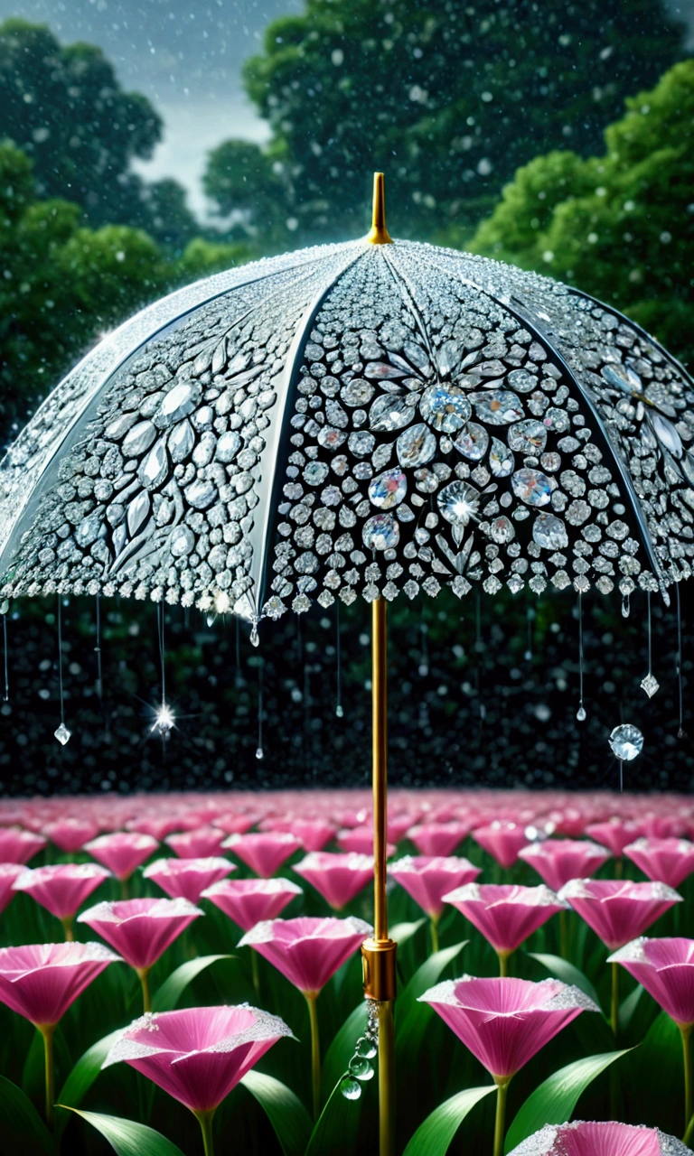 creating Rain of Petals with countless diamonds, best quality, (masterpiece:1.2), high quality, Highres, (hyper detailed), photorealistic,