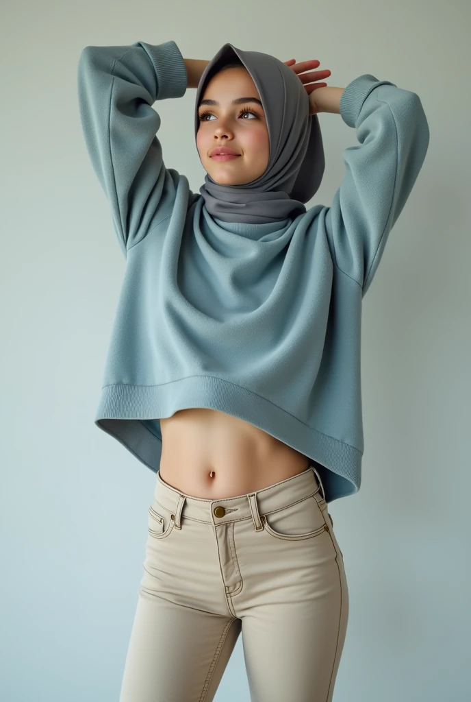 (pp clothes), (realistic), from forehead, Indonesia face, school girl, desperately, peeing jeans, peeing accident, pee stain, pee puddle, full body, crying, wearing hijab