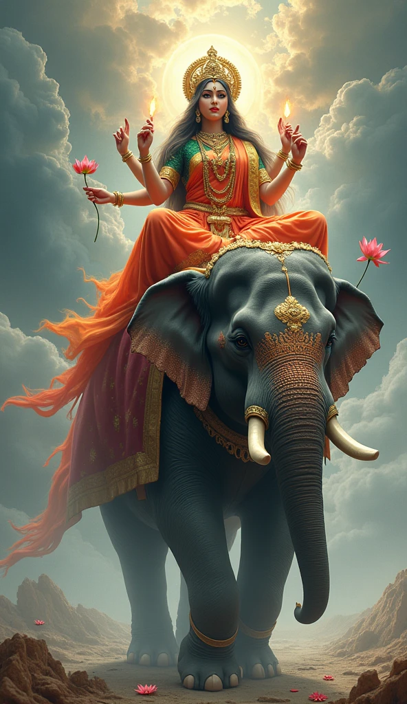 God laksmi sitting on elephant  moving  in plenty coins