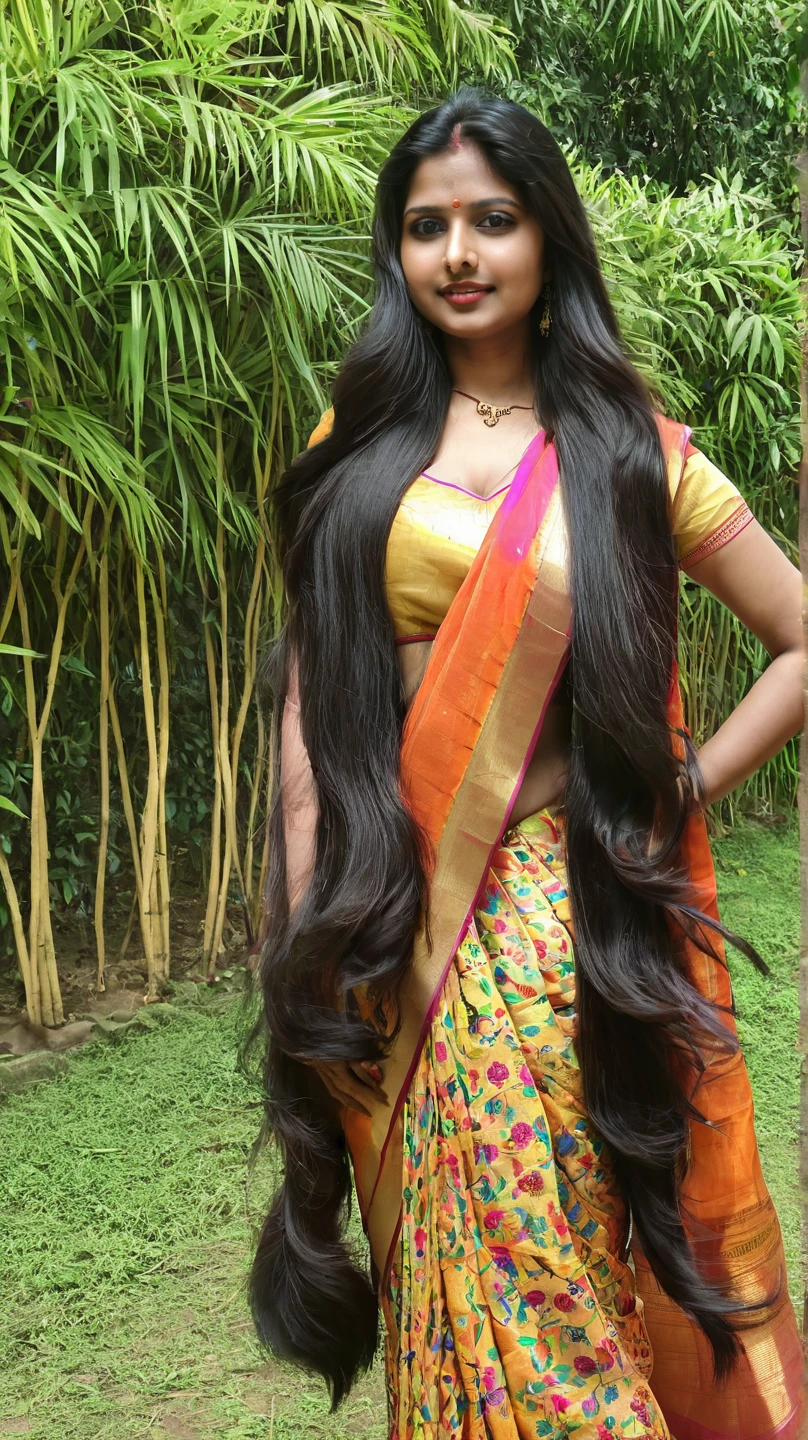 Indian longhair saree thick loose hair thickhair thick longhair silky hair Long Hair, High Resolution, Very Long Hair, High Resolution, Best Quality, High Details, UHD, Super Detailed, Long Hair, Black Hair, Very Long Hair, Breasts, Large breasts, thick loose hair 