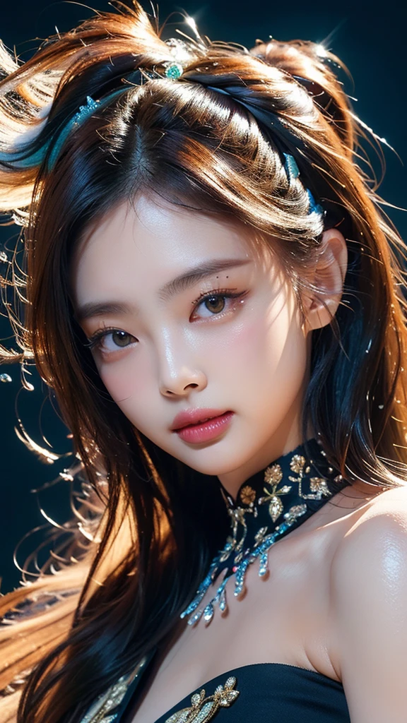 masterpiece, best quality, (extremely detailed CG unity 8k wallpaper, masterpiece, best quality, ultra-detailed, best shadow), (detailed background), (beautiful detailed face, beautiful detailed eyes), High contrast, (best illumination, an extremely delicate and beautiful),1girl,((colourful paint splashes on transparent background, dulux,)), ((caustic)), dynamic angle,beautiful detailed glow,full body, paint splash on face. Jennie kim,