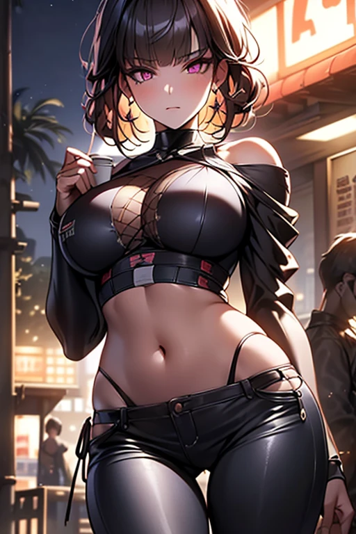 sexyなの女の子, Standing in a dirty downtown backstreet late at night, Wearing a police uniform, sexy police girl on road, sexy, beautiful girl, Cute Face, Beautiful Face, Wearing an American police uniform, Big Breasts, Realistic, Photorealistic, high quality, 4K, Detailed face, ultra Realistic, high quality: 1.9, Beautiful Eyes, Stylish pose, sexy pose, photograph, photograph撮影, ((Belly button piercing))、(((Sweat,vapor,Vulgarity、Heavy makeup)))