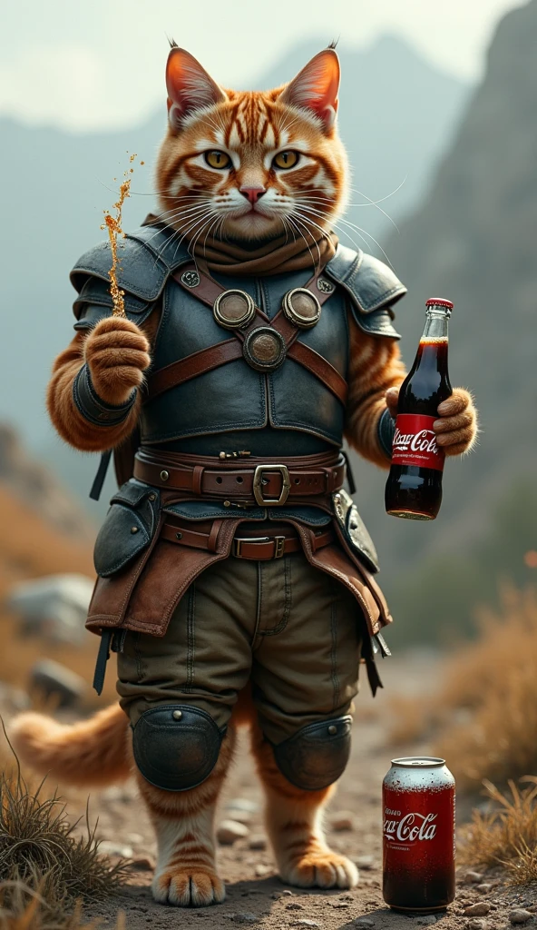Monster hunter feline holding a frappe 