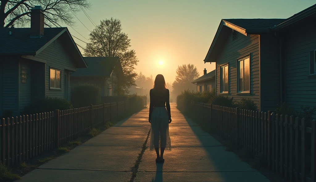 A figure bathed in a surreal, otherworldly glow, casting long, eerie shadows., nsfw, polaroid photography, stunning blonde woman, group of women, Embracing suspense with a vintage-inspired shot of a menacing, empty suburban street on Halloween evening.,  revealing costumes, 'medieval knight' costume, emphasizing armor and weaponry, film grain, chiaroscuro <lora:epiCSepia:0.6> epiCSepia