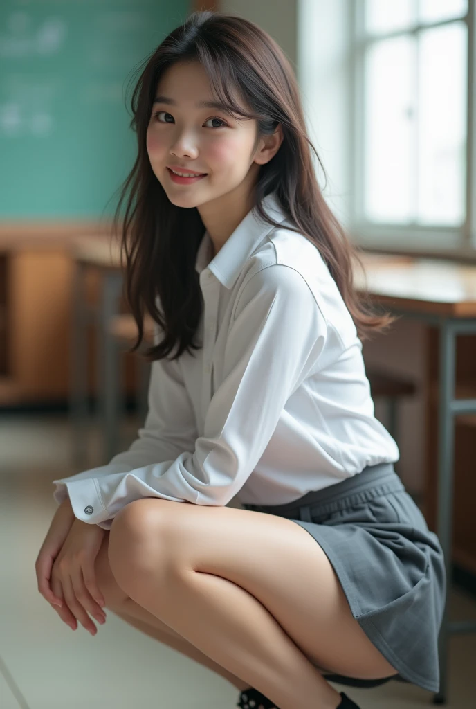 masterpiece, Highest quality, Very detailed, figure, colorful, Fall colors, Depth of written boundary, Lens flare, One girl, anime, Sitting, Brunette, View your viewers, (((School, classroom、blackboard))), Pleated mini skirt, , serafuku, Black Pantyhose, Detailed skin texture, Detailed cloth texture, Beautiful and elaborate face,8k、RAW Photos、Highest quality、Super detailed、Super Resolution、Ultra HD、8k wallpaper、Amazing details(((((colorfulな色のパンティとブラジャーが見える)))))
(((((smile)))))

