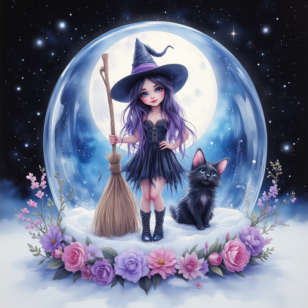 a-whimsical-and-tipsy-little-witch-in-a-white-snow-globe-with-a-wispy