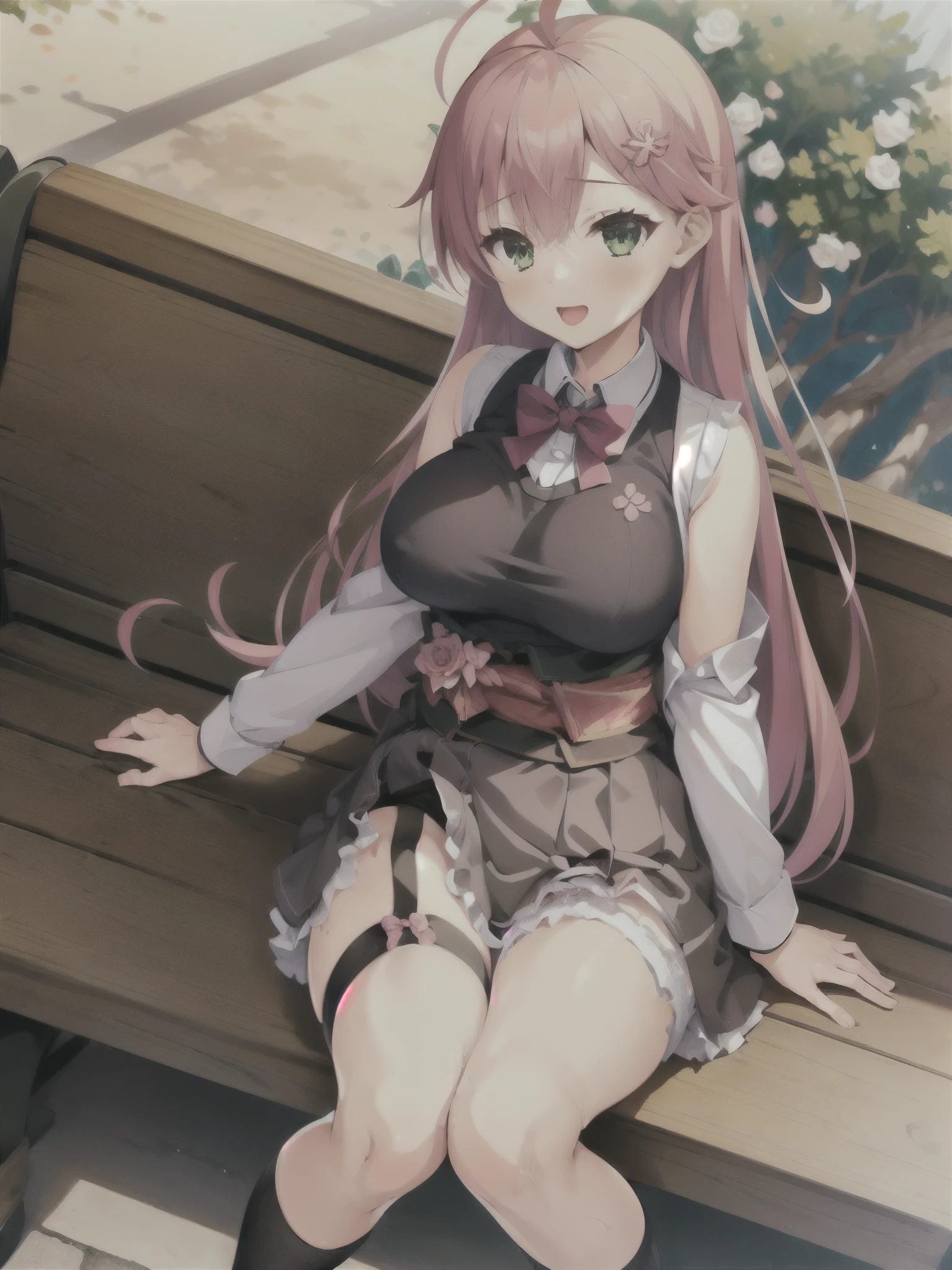 ,,((best quality)), ((highly detailed)),((sketch)) extremely detailed face, beautiful face,((1girl)),((solo)),shiny skin,((full body:)), yui five star,((hair ornaments:1.15)),((hair band:1.15)),((pink hair)), ((pleated skirt)), ((puffy sleeves)),(huge breasts:),((cleavage:1.25)),(((skirt lift:1.25))),((thick thighs)),((curvy:1.15))
(((pussy:1.35))),((nose blush:1.45)),,,(bad mood:),open mouth,:d,(looking at viewer:1.25),BREAK ((park ,bench:1.35)),((sit on bench:1.35)),((sitting:1.35))outdoors,,BREAK ((spread legs:1.25)),((white thigh boots)),BREAK ((thighhighs:1.15)),(( white footwear)),arms behind back