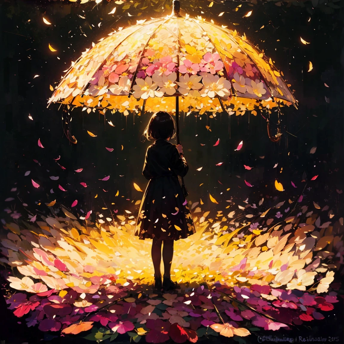 1girl\(holding umbrella\(transparent,(mass amount of petals decorate umbrella:1.3)\)\), (mass amount of petals filling in the air:1.5). petals cover ground. minimalism, simplism. BREAK .quality\(8k,wallpaper of extremely detailed CG unit, high resolution, top-quality, top-quality real texture skin, hyper realistic, increase the resolution, RAW photos, best quality, highly detailed, the wallpaper, golden ratio, high saturation realism, vibrant colors, dramatic lighting, persuasive storytelling, atmospheric scenery, captivating visuals, intricate details, strong emotions, dreamlike world\),