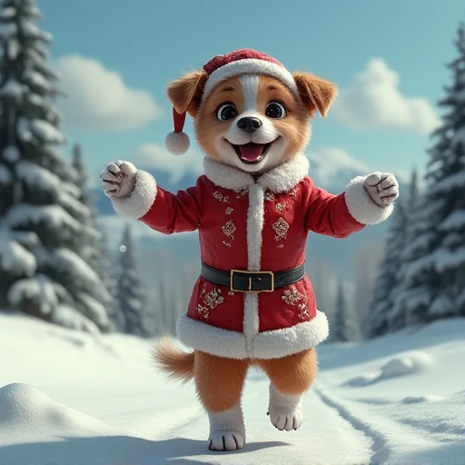 anime、dog、Santa costume、Raise your hands and dance
snowy landscape