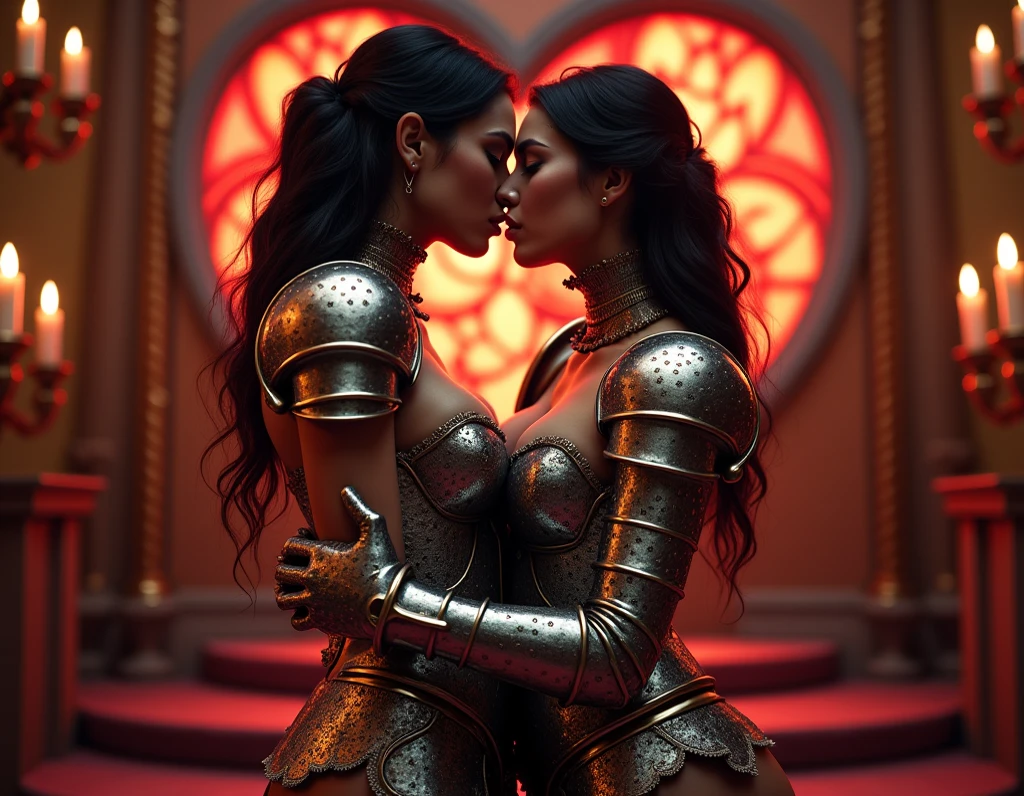 ultra realistic 8k cg, male to female crossdresser kissing cis girlfriend, 

Crossdresser- perfect face, long blonde hair, beautiful eyes, ((feminine body)), bright light:1.2, luminous lighting, (blush:0.5), medium breasts, 

girlfriend- (masterpiece), (extremely intricate:1.3), (realistic), the most beautiful in the world, (medieval armour), long black hair, medium breasts, taller and bigger

metal reflections, upper body, outdoors, beautifully detailed background, depth of field,realistic:1.3, long shot, 2girls, dresses, sitting with each other, full body, (ambient light:1.3),(cinematic composition:1.3),(neon lights:0.1),(HDR:0.1), Accent Lighting, 
