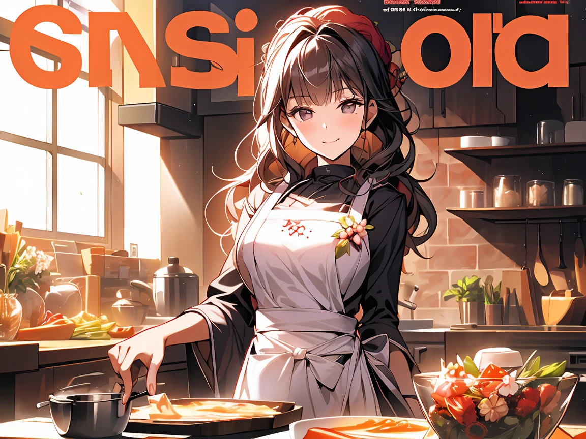 light brown hair, ahoge, high ponytail, orange ribbon, hair ribbon, hair between eyes, hairclip, food-themed hair ornament, short hair, brown eyes, , .(nude, naked, 1girl, solo, ,large breasts , solo) ,,, nipple ,, (wearing nothing:1.5), empty eyes , ,, , , hospital, ,blue sky, cooking, sea space