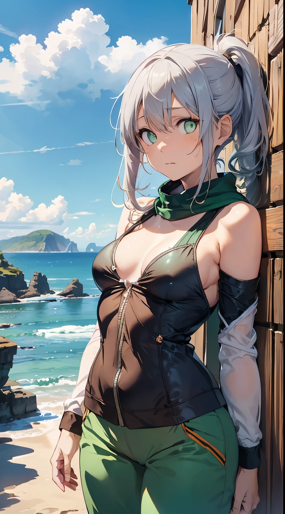 Movie angle, depth of field, (looking at the viewer), (right foreground: 1), (standing photo: 1),
(playing guitar: 1.3),
Cat Eared Girl, (Solo),Silver Hair,(White Skin:1), (Curvaceous:1.2), (Wide Hips:1.1), Cat Eared Girl,
(Beautiful Coast Background), (Coast Background: 1.4), (Coast Background: 1.4),
(green clothes), (bare shoulders, green micro bikini), (T-back panties: 1.2), (glove armor: 1.2), sharp claws, detailed horns, choker, thigh boots,
(ponytail, hairs between the eyes), (silver-haired), (purple-eyed), (flat chest: 1.2),
expressionless, stunned, sleepy,
Wakame, wakame, wakame, wakame, wakame, wakame, wakame, wakame