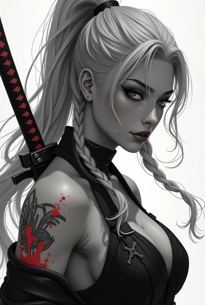 (((back view))), (((perfect ass))), (best qualityer))), (((manga strokes))), woman knight with a black armor, (((girl with red crown))), metal panties, medieval albino girl, Barbed wire garter belt, breasts covered with a wave-shaped metal breast protector, Curly white hair, long ribbon-garter, chains wrapped around the arm, metal gloves, great sword, medieval castle, fitness body, blood, nude belly, coxas nuas (((manga style))), violent, Manic, slenderbody, thin but strong, perfectbody, armor black, ornate metal sleeves, intricate visual com um castelo medieval enorme, ((( sculptural body ))), (((1 girl))), garota de 25 anos com perfectbody,,Beautiful and well-groomed face,muscular body:1.2,solid color detailed jacket, (Head to thigh photos), Complex equipment, (((standing alone))), pirralha violent, ((())), sexly, pose de atitude, work of art, post-apocalypse, (((manga style))), bounty hunter, violent, Manic, the way you want, slenderbody, thin but strong, perfectbody, roupa moderna, advanced technology, neon, sleeves with vertical striped pattern, intricate background, (( cowboy shot )). intricate visual