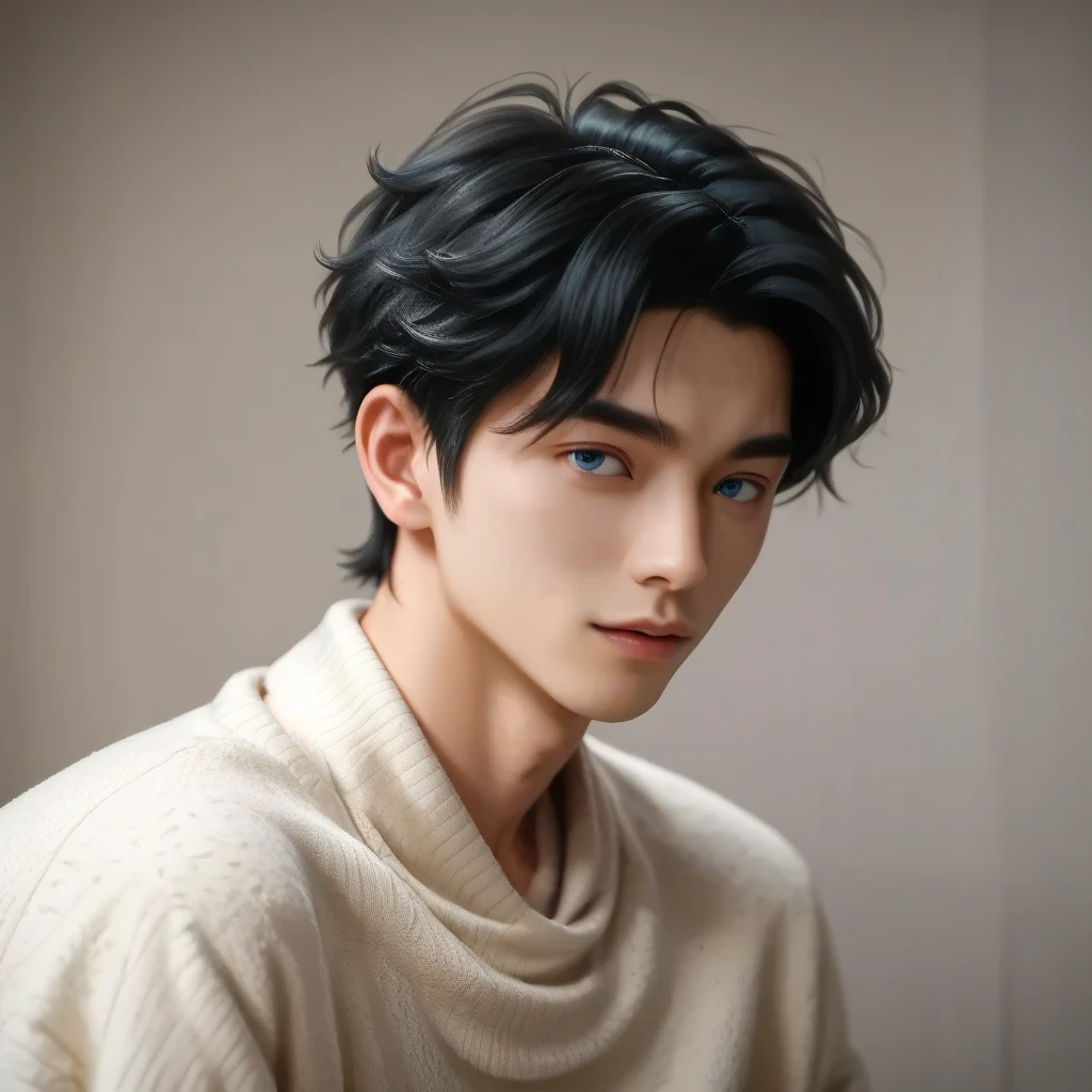 ( black hair) blue eyes　 Japanese,Age 19,Petite, slender,I'm surrendering myself to pleasure, a pleasant expression ,masterpiece, accurate, Yaoi gay anal sex penis full body anatomically correct,  best quality, portrait,(( textured skin ))