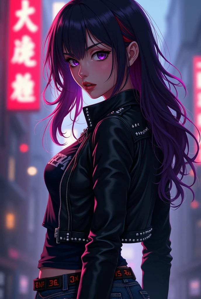 Anime girl Black Widow Cool Frech Black Jacke Zip