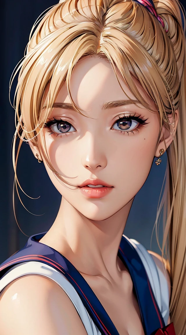 ((masterpiece)), ( best quality), (  super detailed ), (( very detailed)), 4K, (8k), Sailor Moon,  Long Blonde Hair, Double Ponytail, Sailor Moon aesthetics, Dream Core,