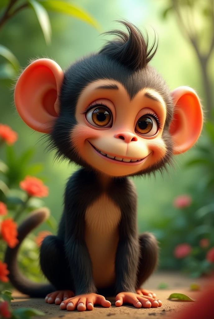 3D Animation、small gorilla、Facing forward、Eyes are hearts