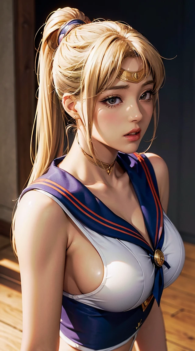 ((masterpiece)), ( best quality), (  super detailed ), (( very detailed)), 4K, (8k), Sailor Moon,  Long Blonde Hair, Double Ponytail, Sailor Moon aesthetics, Dream Core,whole body